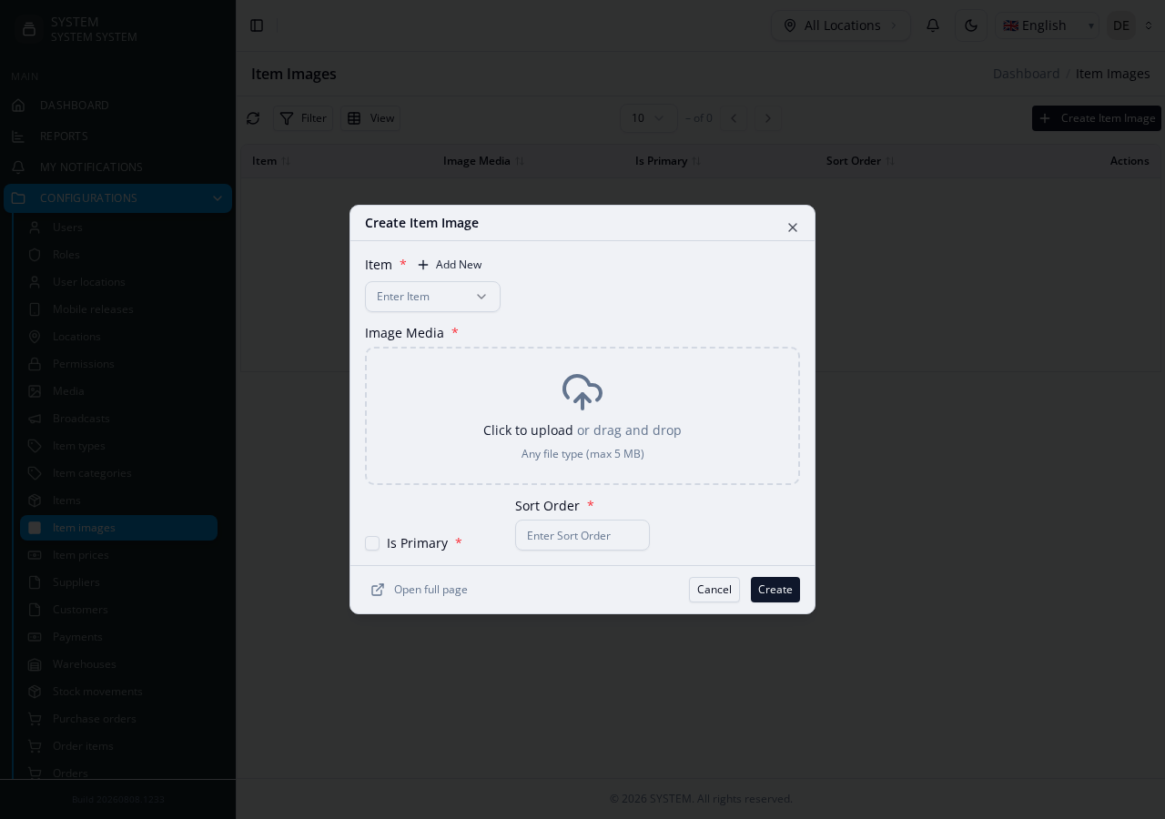 ItemImages create form — image_media_id renders as a file upload widget, not a text input